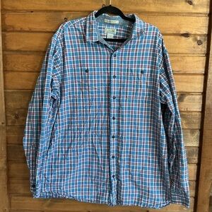 L.L. Bean Blue and Red Plaid Casual Shirt